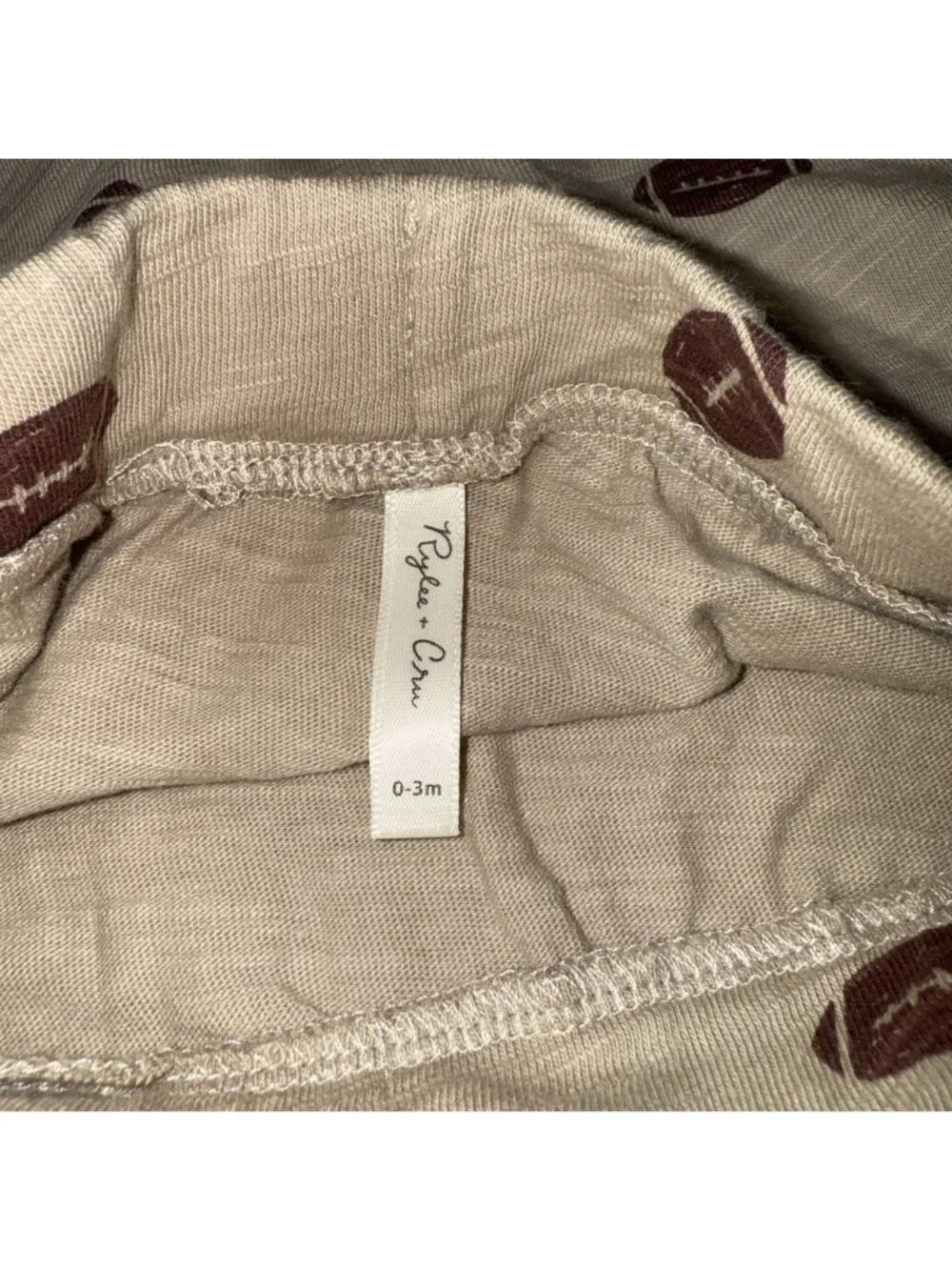 NWT Rylee + Cru Footballs Stone Brown Tee + Pant Set Baby Size 0-3 Months